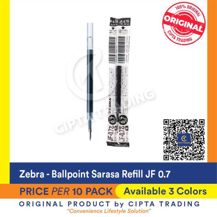

Ballpoint - Zebra - Sarasa JF Refill size 0.7 (Pack of 10) - black promo