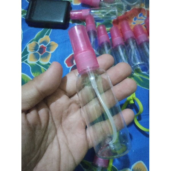 botol plastik parfum spray pink isi 60ml