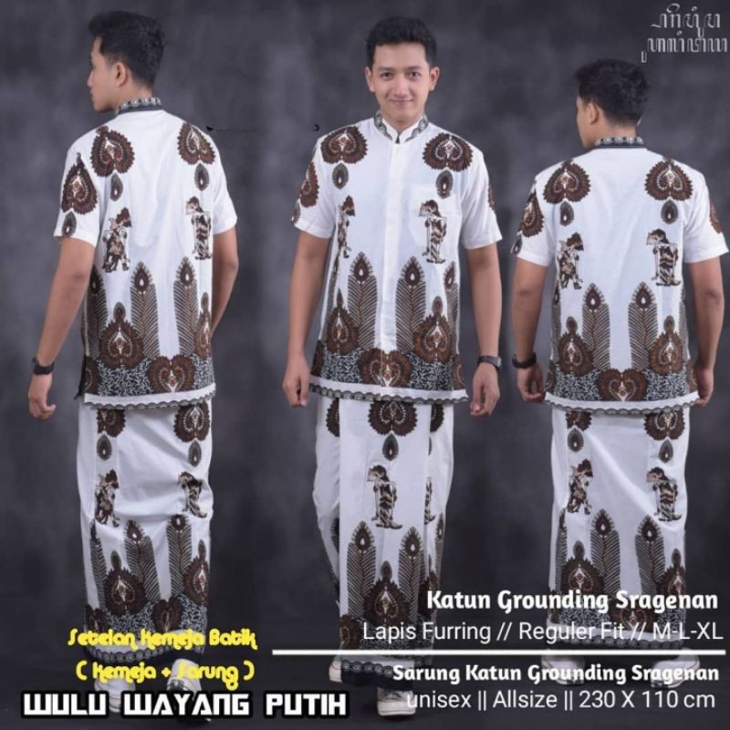 Produsen Batik Solo Modern Setelan Sarung Dan Koko Full Furing Motif Wayang Wulu Sogan AjB6aBMsJJln5e