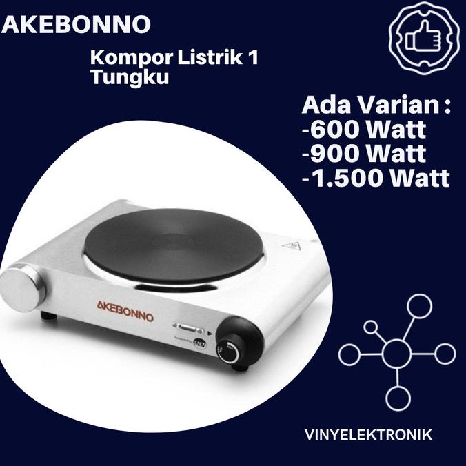 Kompor Listrik 1 Tungku Minimalis Akebonno 600 900 1500 Watt Msp 3101 Wsmn2A_W3D
