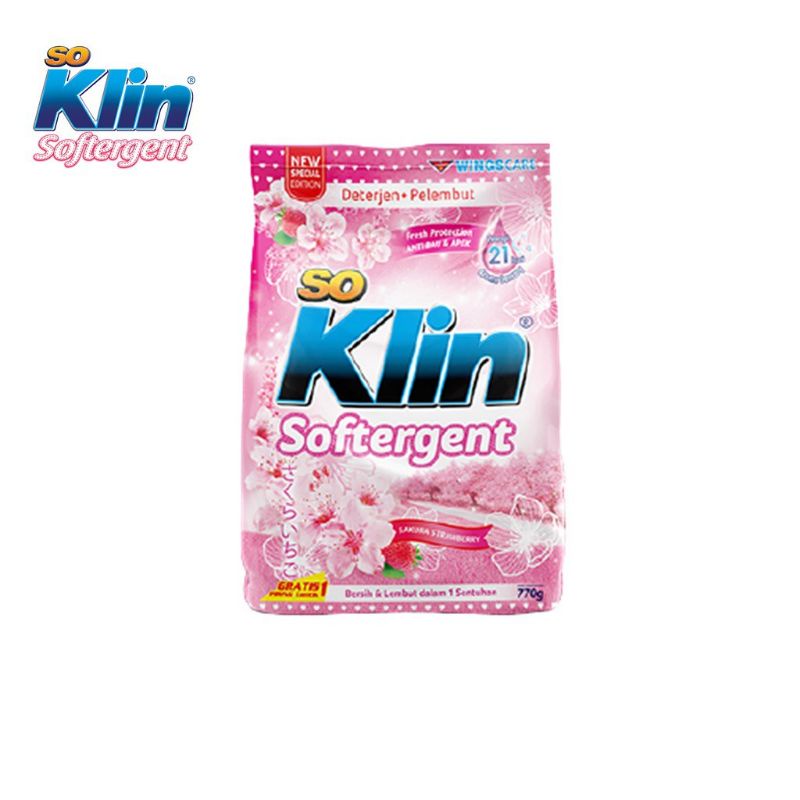 So Klin Softergent Detergen Bubuk Kemasan Purple Lavender, Sakura Strawberry, dan So Klin Smart 770gr