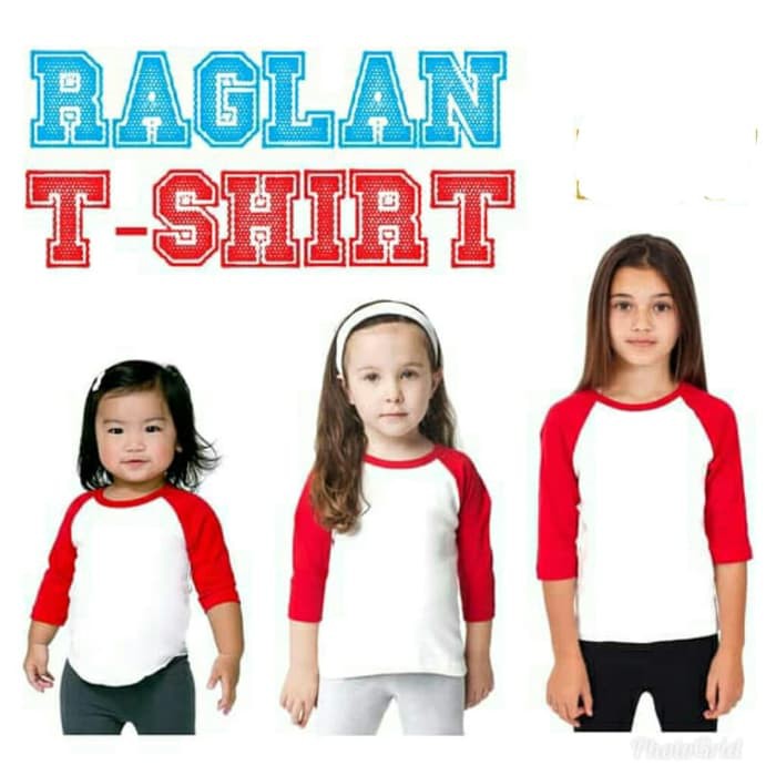 KAOS RAGLAN KIDS/ANAK RAGLAN - KAOS PUTIH LENGAN MERAH