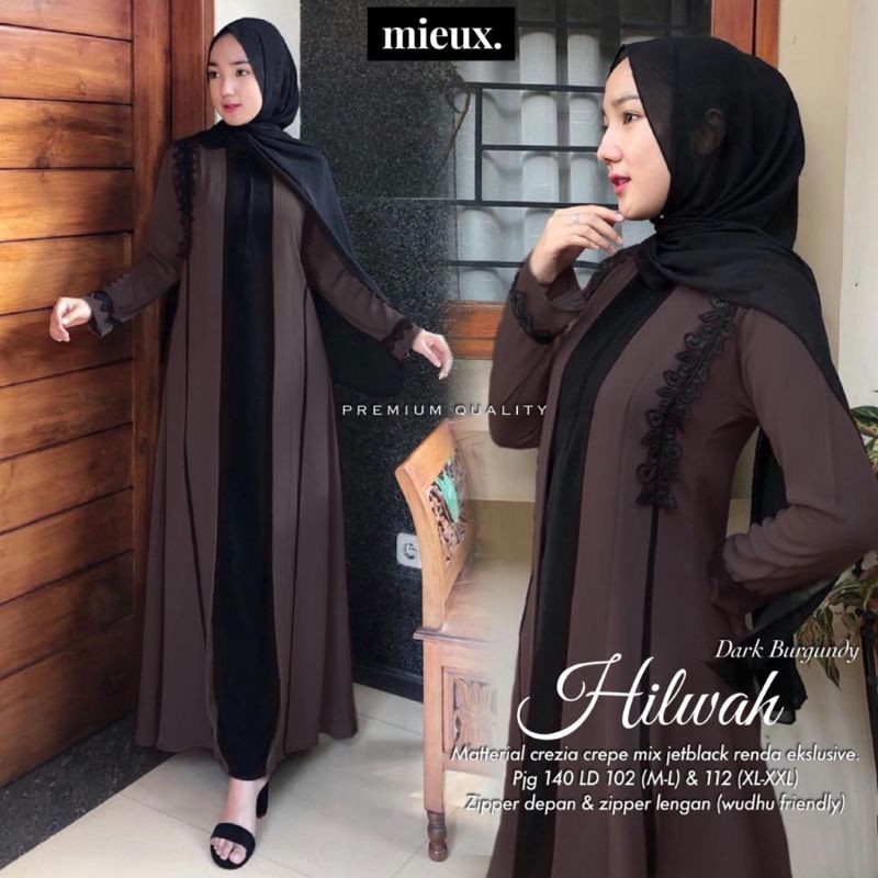 GAMIS HILWAH dres abaya Turkey motif original mieux gamis lebaran