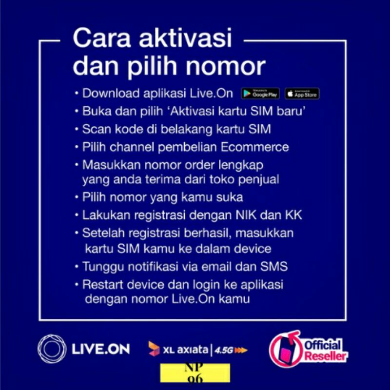 kartu perdana live.on XL 23gb,18gb dan 7gb/30 hari