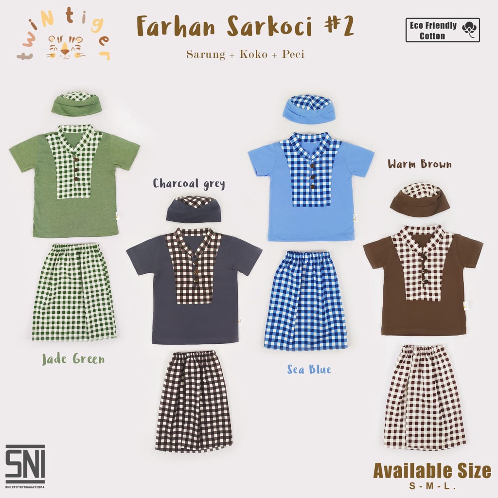 Twin Tiger Baby Baju Koko Baby - Sarkoci Farhan - 0 - 2 Tahun Setelan Lebaran Anak - SNI CBKS