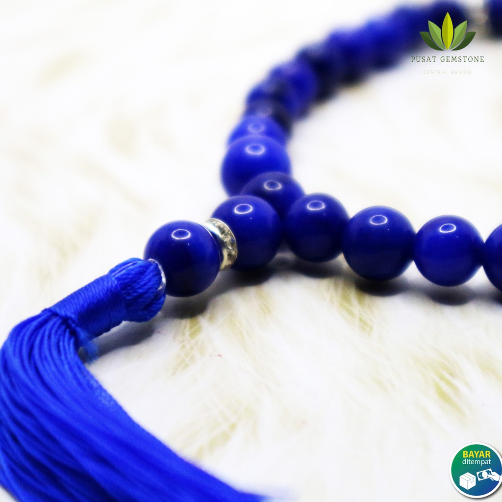 Tasbih Batu Biru 33 Butir Blue Jade / Biru