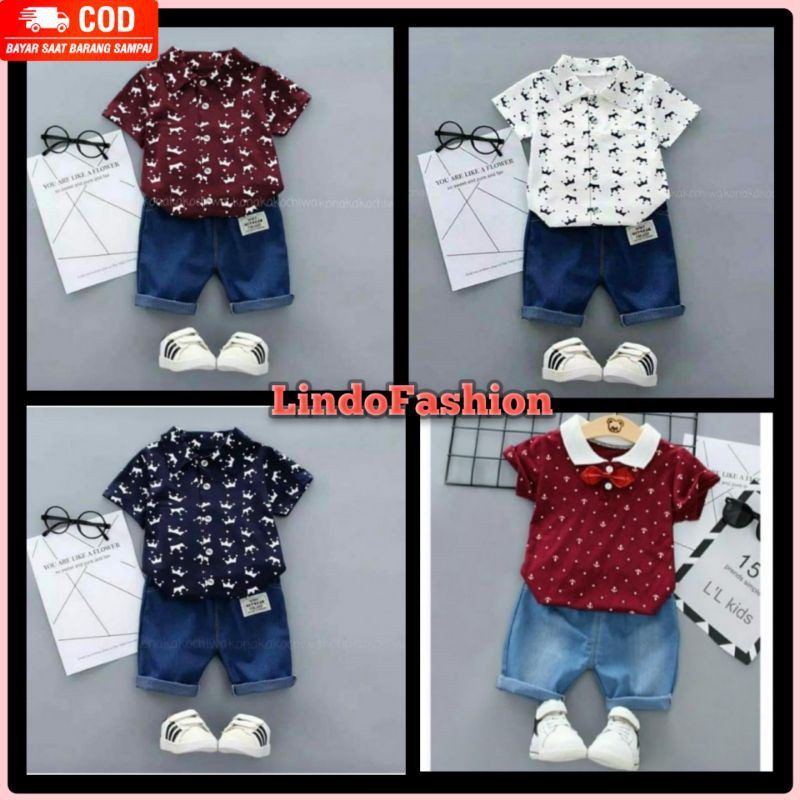 SETELAN BAJU KEMEJA ANAK LAKI MURAH UMUR 2 3 4 TAHUN SETELAN ANAK COWOK
