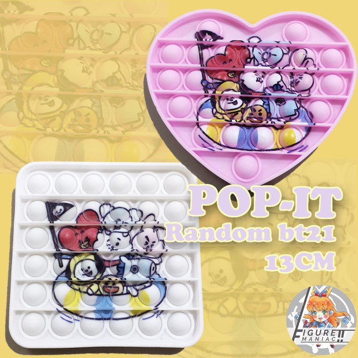 PROMO Mainan Anak POP IT BT21 / BTS Persegi Love - Persegi