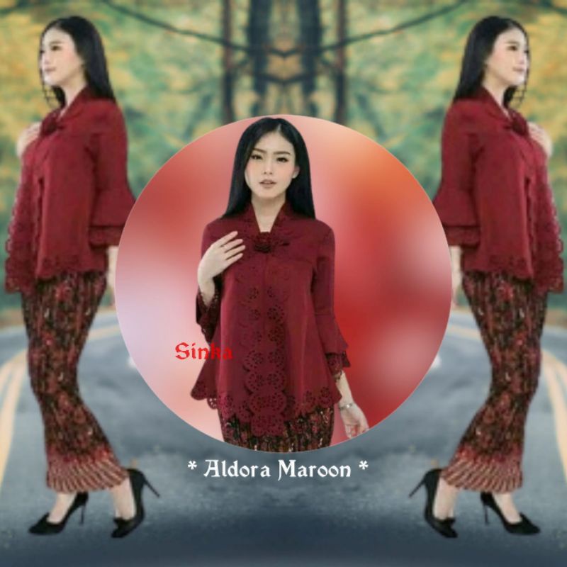 Atasan kebaya encim modern Aldora maroon