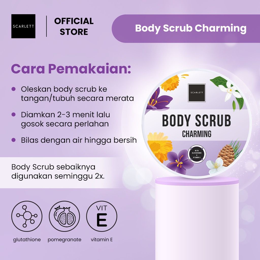 BPOM Scarlett Whitening Charming Series Body Serum Cream Lotion Shower Scrub Pencerah Pemutih Kulit Badan