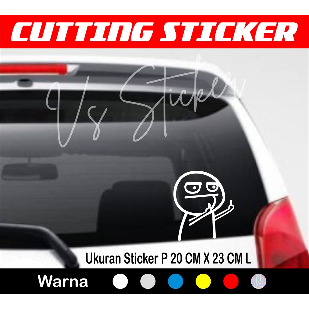 Cutting Sticker Kartun, Cartoon Middle Finger Lucu Stiker Kaca Mobil Belakang