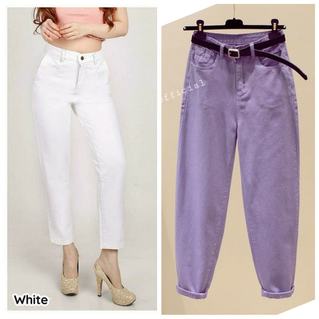 PASTEL CELANA JEANS LILAC // BAGGY JEANS PUTIH DAN LILAC