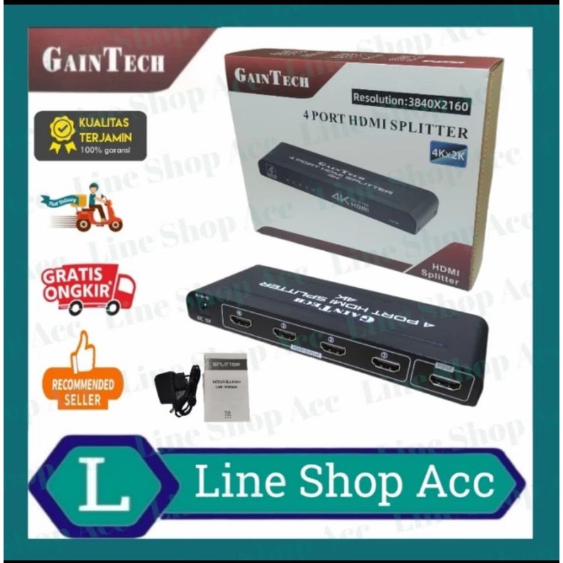 Hdmi Splitter 4 Port Gaintech Spliter - 4 Port