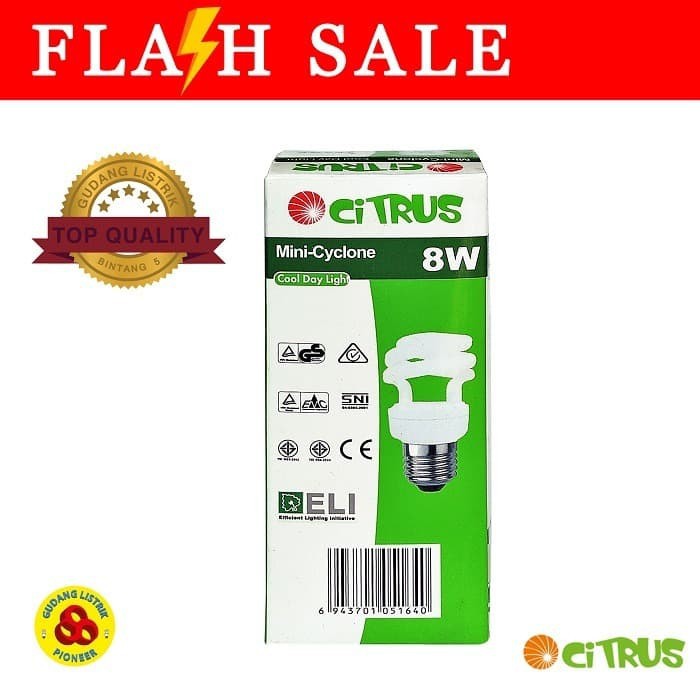 CITRUS LAMPU MINI CYCLONE 8W E27 PUTIH BOHLAM 8 WATT SPIRAL CDL