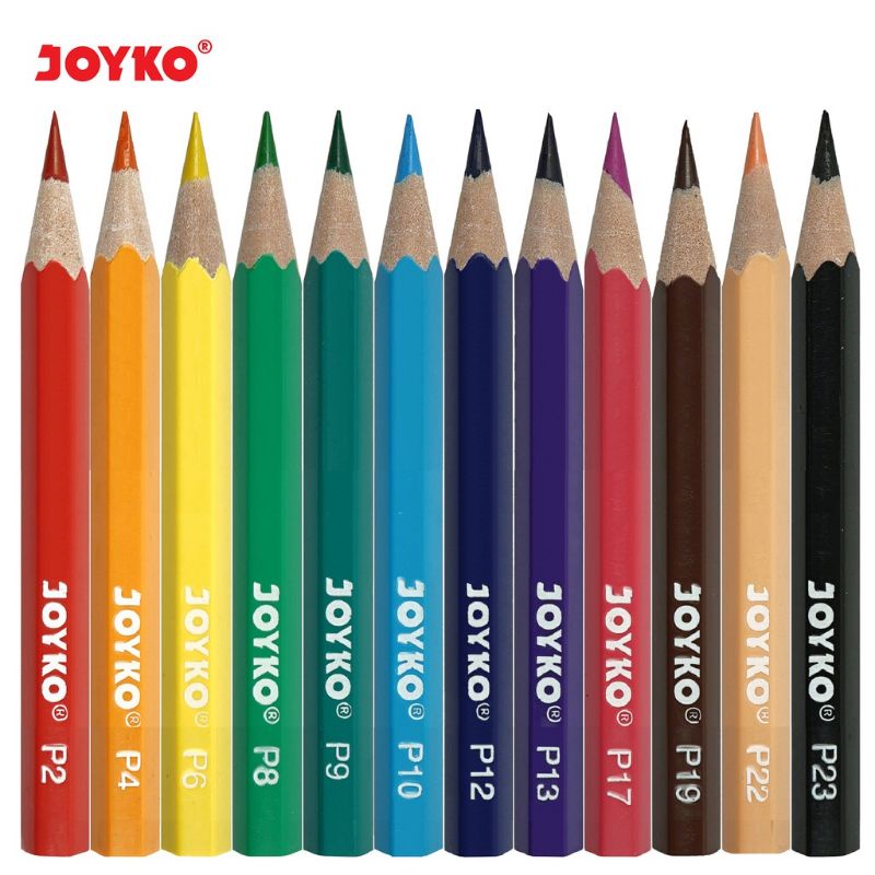 Pensil 12 warna Joyko pendek panjang