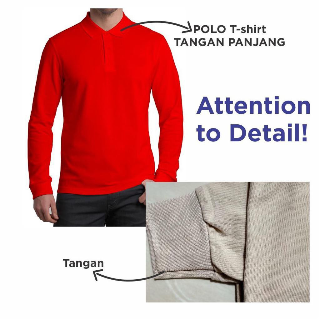 Kaospolos - Kaos Kerah Pria | Kaos Polo Shirt Lengan Panjang | Ujung Lengan Pakai Ban Rib Atau Karet