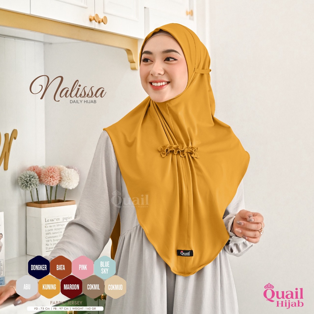 NALISSA Daily Hijab Tali belakang Quail Hijab Bahan Jersey