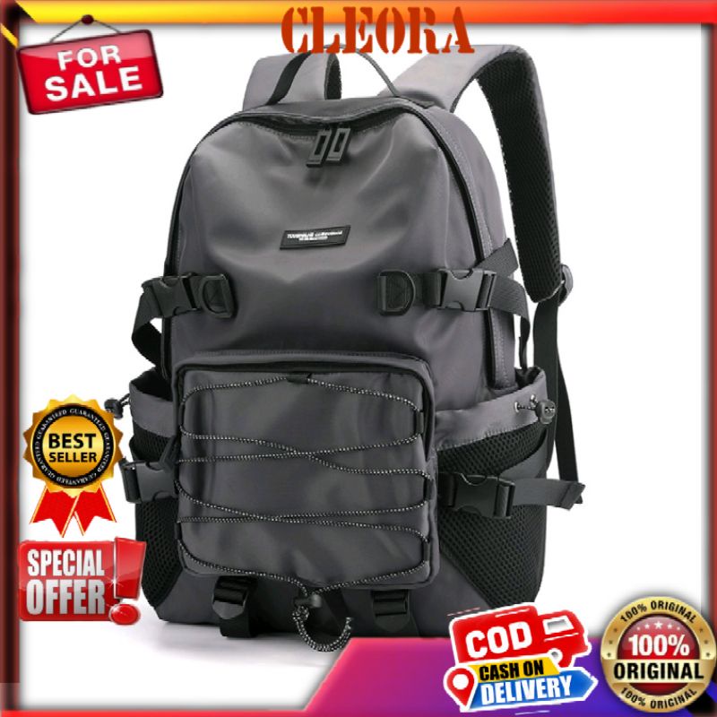 Tas Ransel Pria HAOSHUAI Original Tas Backpack Korea Pria Waterproof Kekinian Import Terbaru Anak Mu