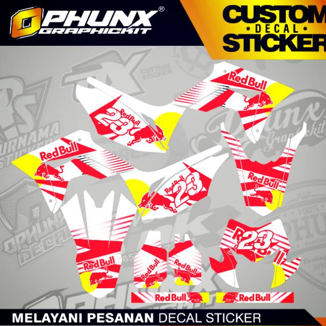 stiker decal crf 150 l red bull putih bisa untuk semua motor