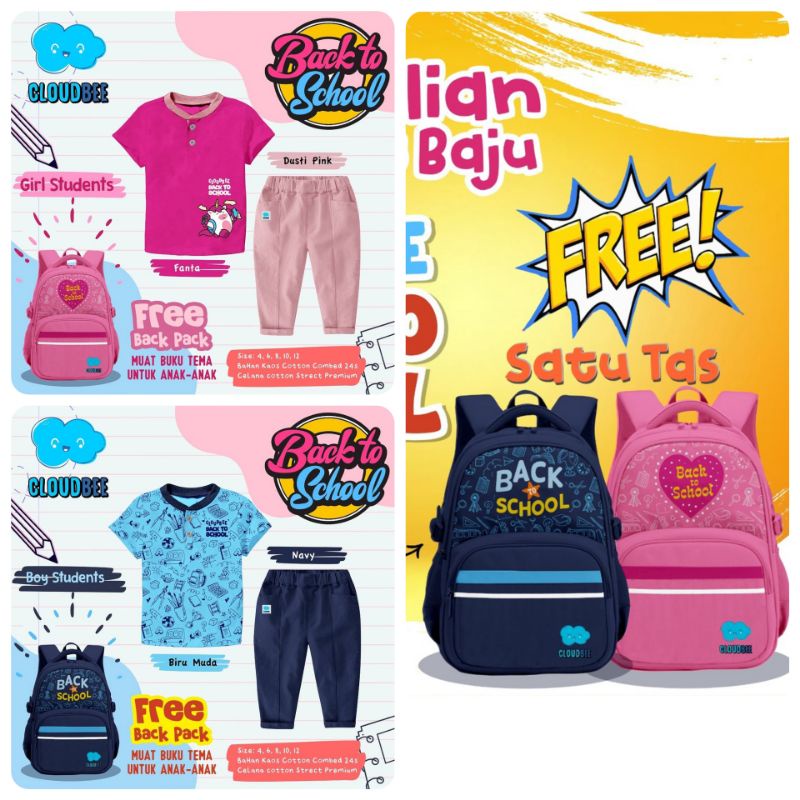 Cloudbee Baju Anak Free Backpack 4T-12T