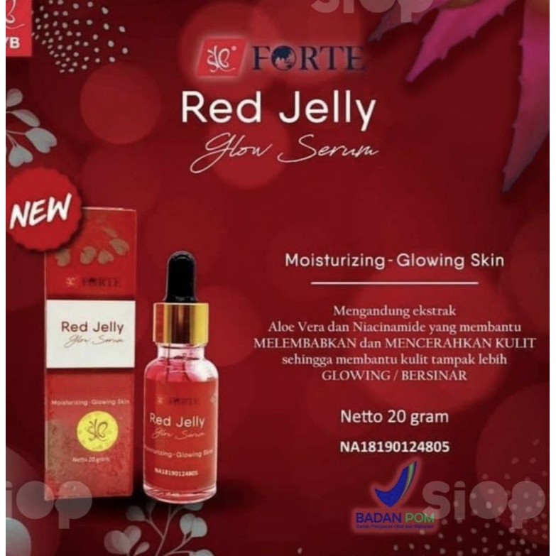 SYB Forte Red Jelly Glow Serum | Gold Acne Vitamin C Aloe Collagen Face Serum 20g | BPOM