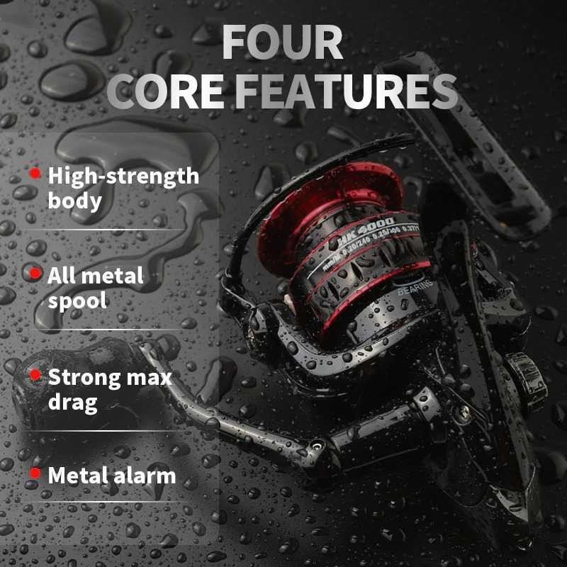 HK4000 Series Reel Pancing Fishing Reel 5.2:1 Gear Ratio 8Kg - Black/Red