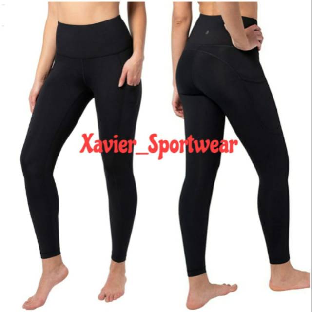 90 degree black highwaist side pocket ankle legging