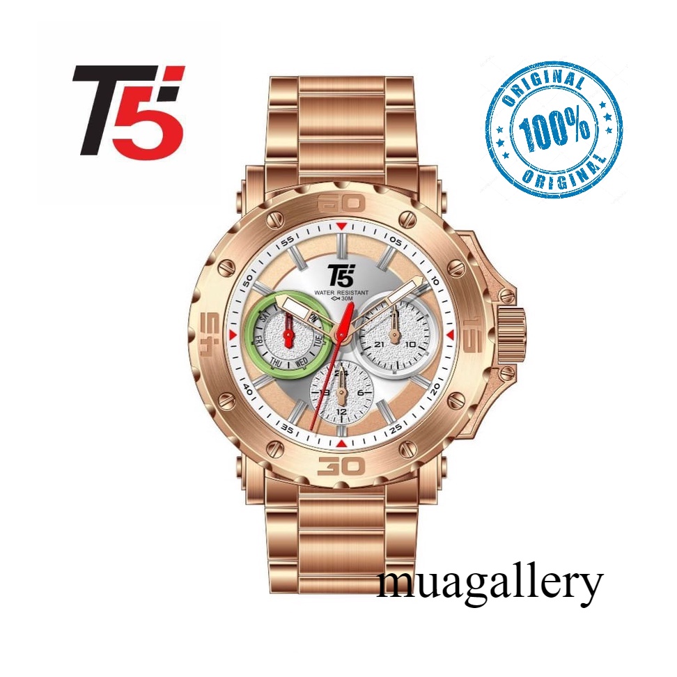 JAM TANGAN WANITA T5 H 3880 ORIGINAL CRONOGRAPH / JAM T5 H3880 ANALOG WATER RESIST WANITA SPORT