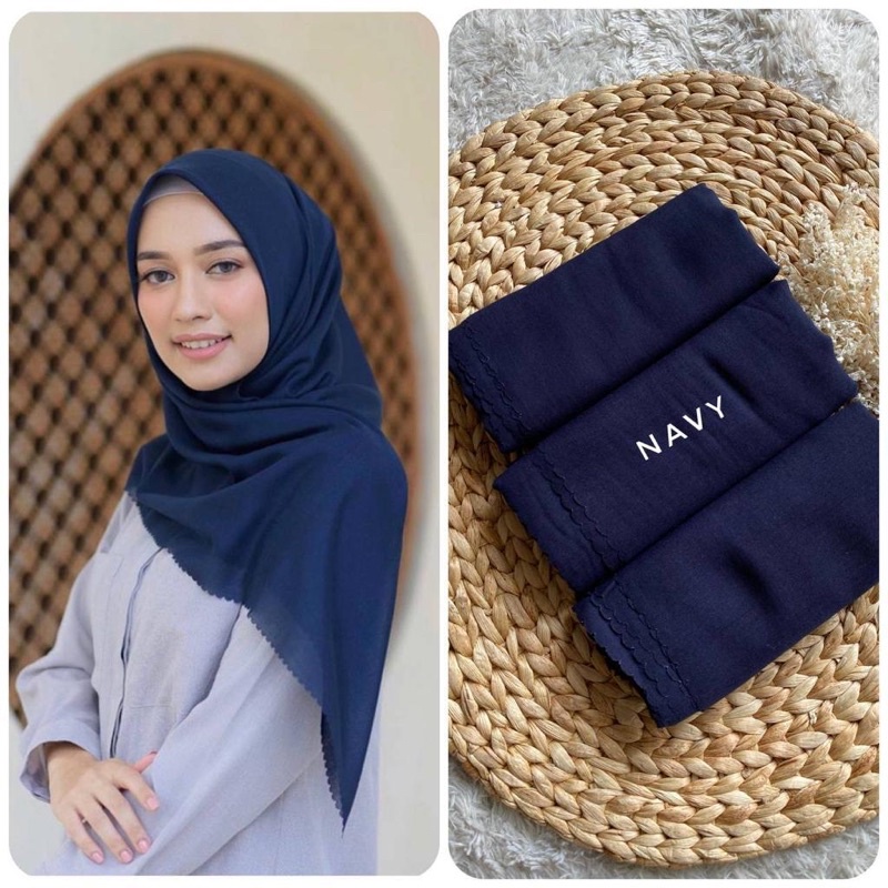 Hijab Voal Basic Lasercut / Hijab Polos Bahan Voal Premium