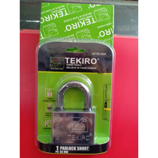 Gembok Tekiro 60mm leher pendek tipe kotak