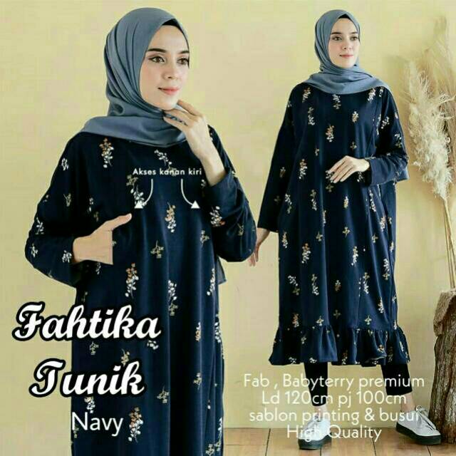 Baju Tunik Jumbo Fahtika Murah Bhn Babyterry Ld120 Pj100 Busui Friendly Mewah