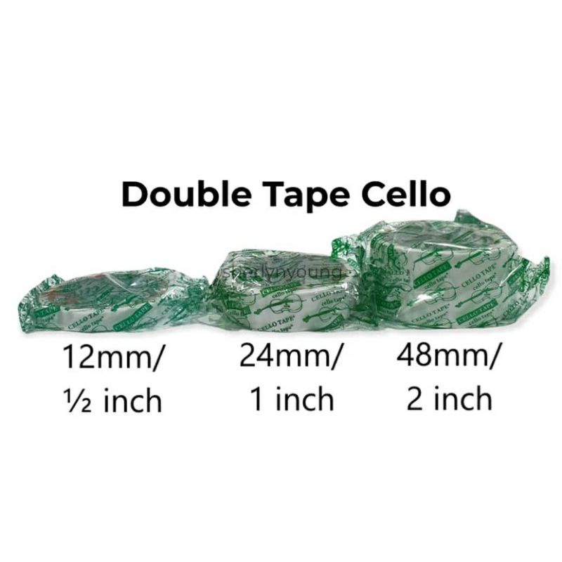 Double Tape bening Cello 1 inch 24mm x  8m Lem Perekat 2 Sisi Isolasi Slasiban Selotip