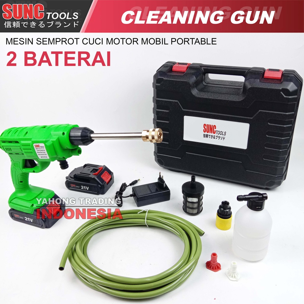 Mesin Cuci Mobil Motor Steam AC Mesin Semprot Baterai Car Wash Cordless Cleaning Gun 21V SUNC TOOLS