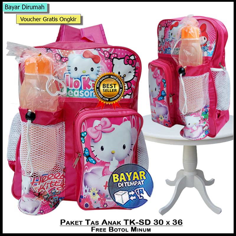 [Paket] Tas Sekolah Anak TK-SD Tas Sekolah Anak Perempuan Tas Free Botol &amp; Pouch