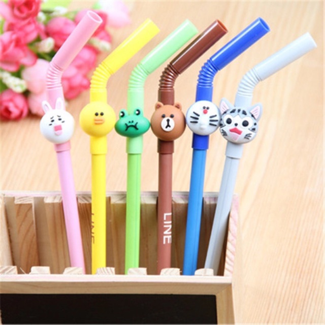 

Pulpen gel pen korea bentuk sedotan straws lLINE emotion
