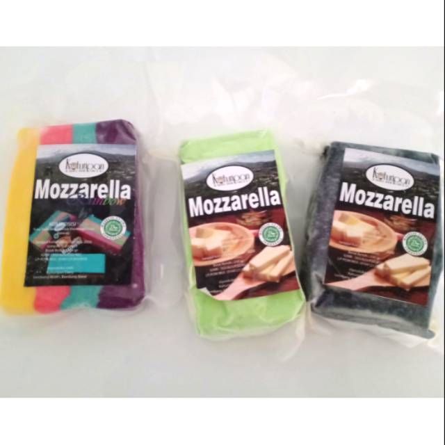 paket keju kahuripan (keju mozarella rainbow, mozarella greentea dan mozarella black @230gram)