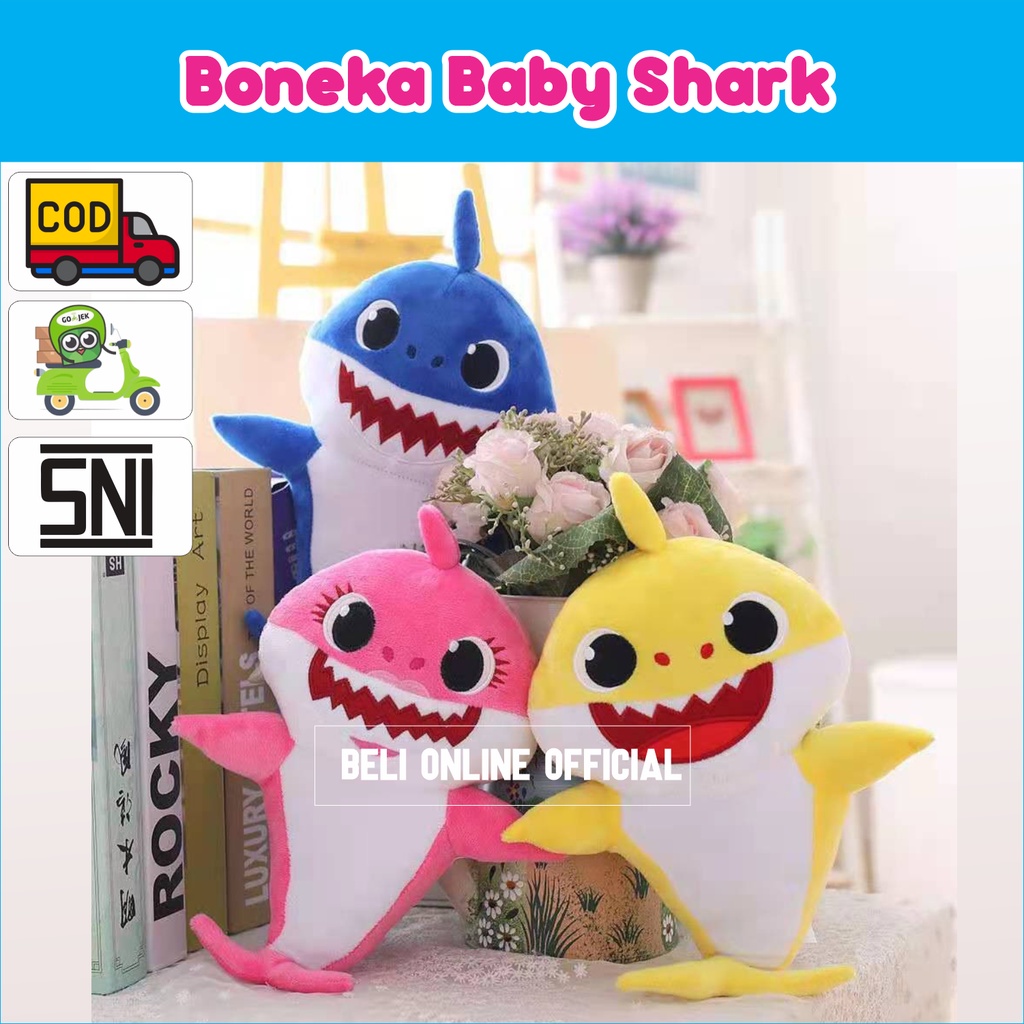 Boneka Baby Shark Anak Hiu Biru Kuning Pink  Lucu Imut Bahan Halus SNI / Boneka Imut Lucu Cocok untuk Hadiah