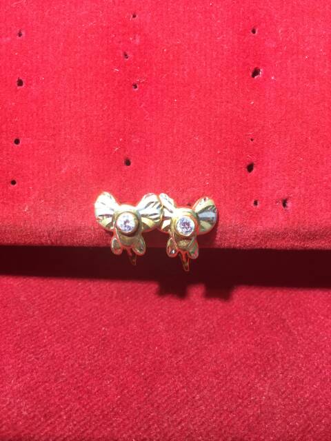 Anting jepit anak dan dewasa emas asli kadar 700 70% 22 1 satu g gr gram gold ubs permata batu