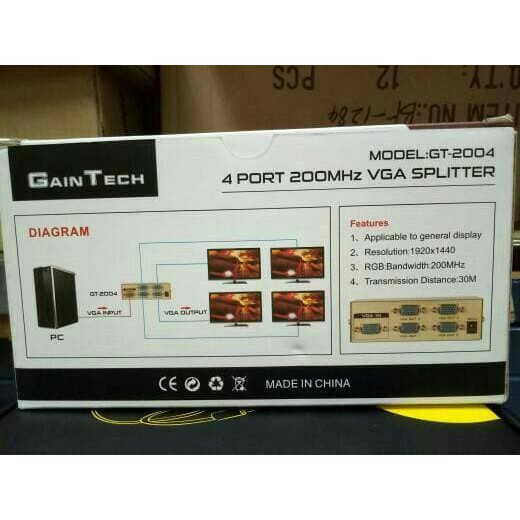 Gaintech VGA Splitter 4 Port 200MHz
