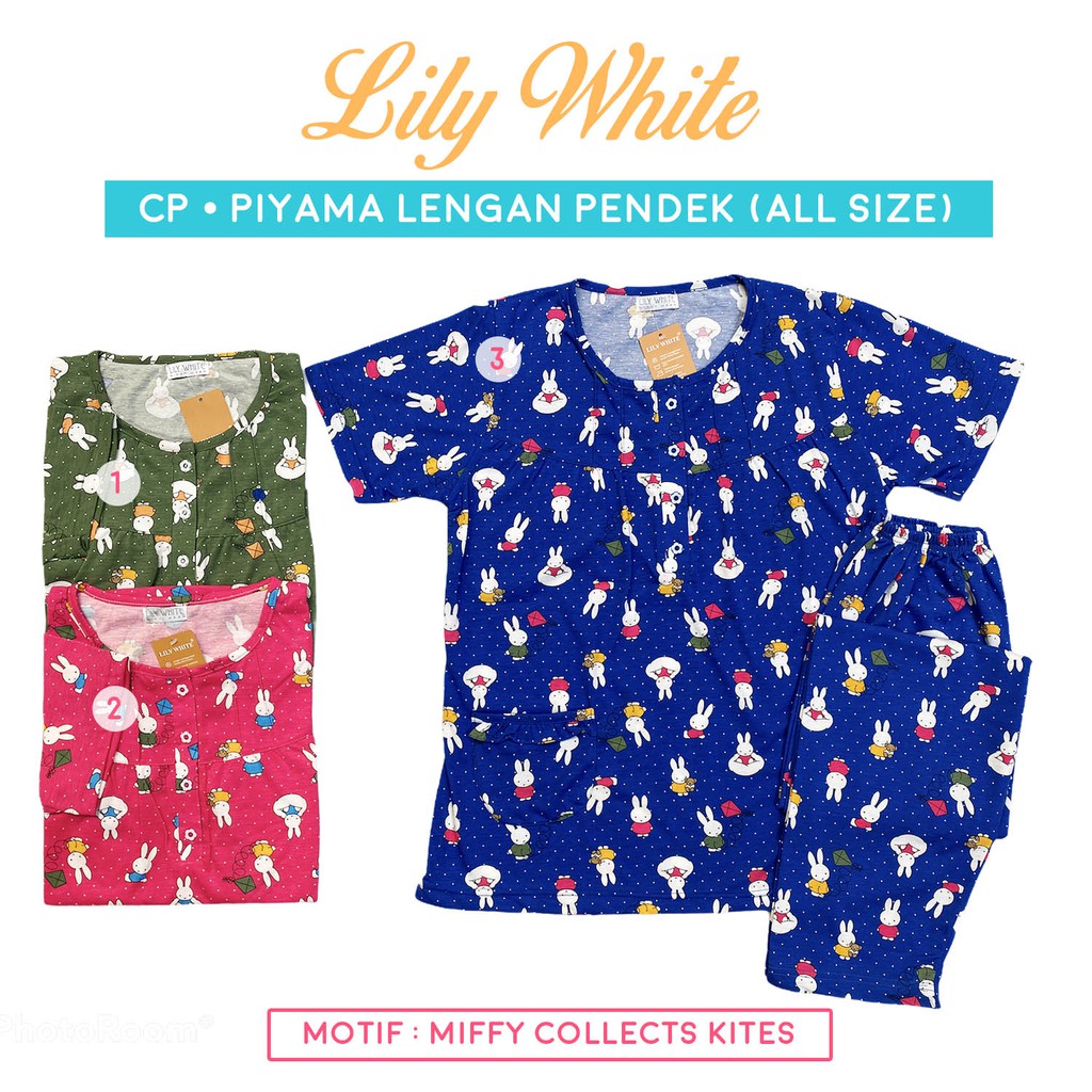 Piyama CP Lengan Pendek - Celana Panjang All Size LILY WHITE Anne Claire BabyDoll Baju Tidur