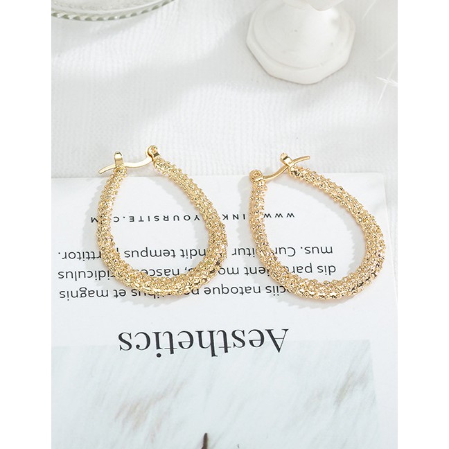 LRC Anting Tusuk Fashion Gold Geometric Irregular Metal Round Drop Earrings F6537X