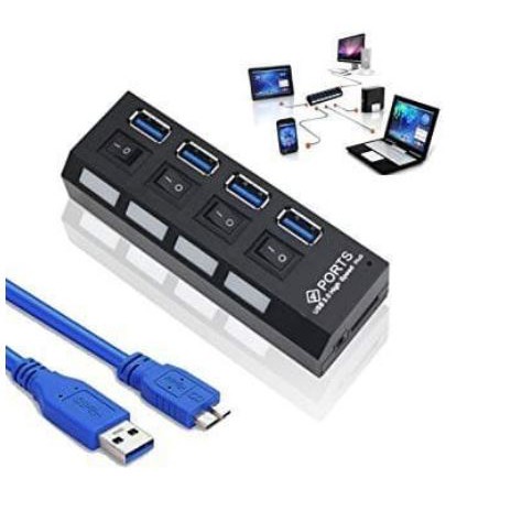 Usb-A 3.0 hub m-tech 4 port 5GBps switch on off with dc port 4p-u3 - Terminal usb3.0 4 slot saklar