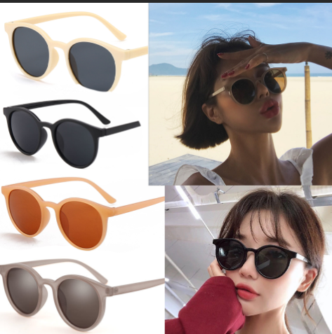 Korean Fashion Round Eye Cat Black Glass Women/Men Sunglasses