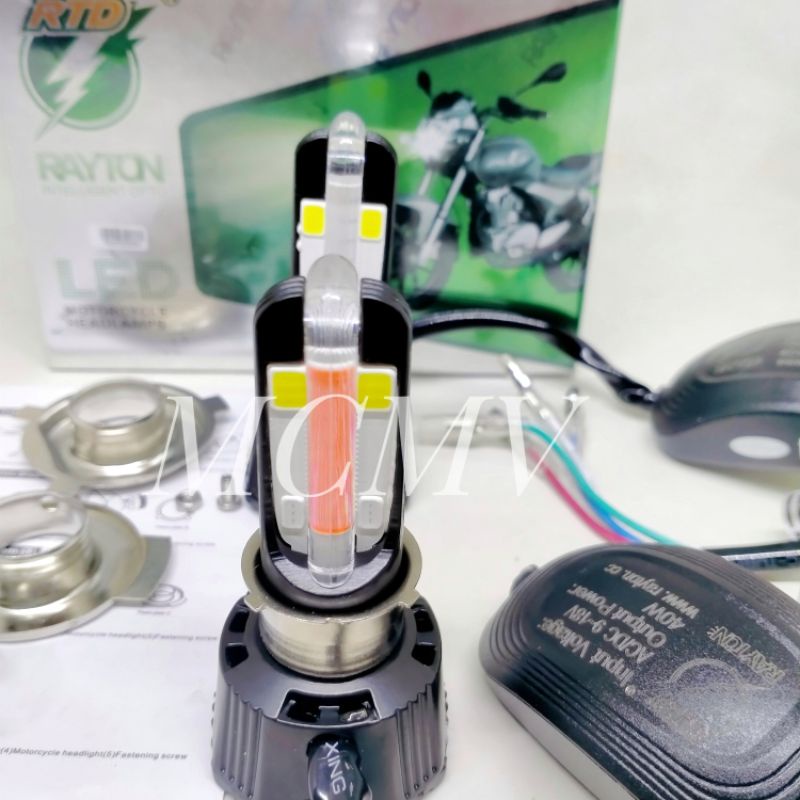 [RECOMMENDED] LAMPU LED MOTOR RTD 40 watt M02K 100% ORIGINAL GARANSI AC DC + DRL KIPAS / BOHLAM LAMPU DEPAN UTAMA LED RTD RAYTON ASLI ORI 2 sisi 4 mata titik h4 h6 M02K blue red mio vario beat scoopy nmax vixion cb cbr pcx ninja 150 bebek