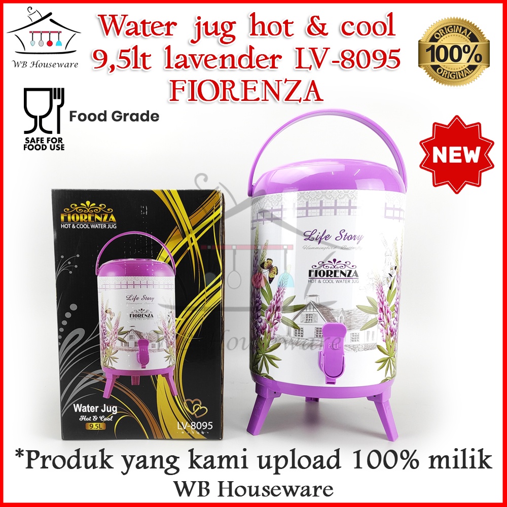 water jug fiorenza motif Lavender 9.5liter LV-8095 / dispenser air / termos air panas tahan lama