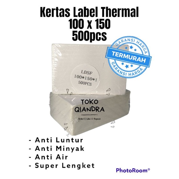 Kertas Thermal Label Sticker 100x150mm 500pcs A6