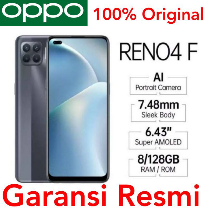 0Oppo Reno 4F 8/128 Garansi Resmi Reno4 F RAM 8GB 128GB