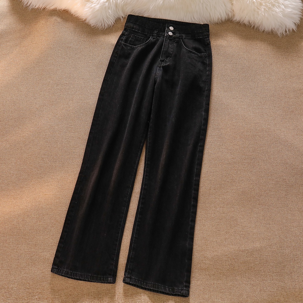 Korean Celana Panjang Hitam Jeans/Highwaist Straight Loose Jeans/Celana Jeans Wanita