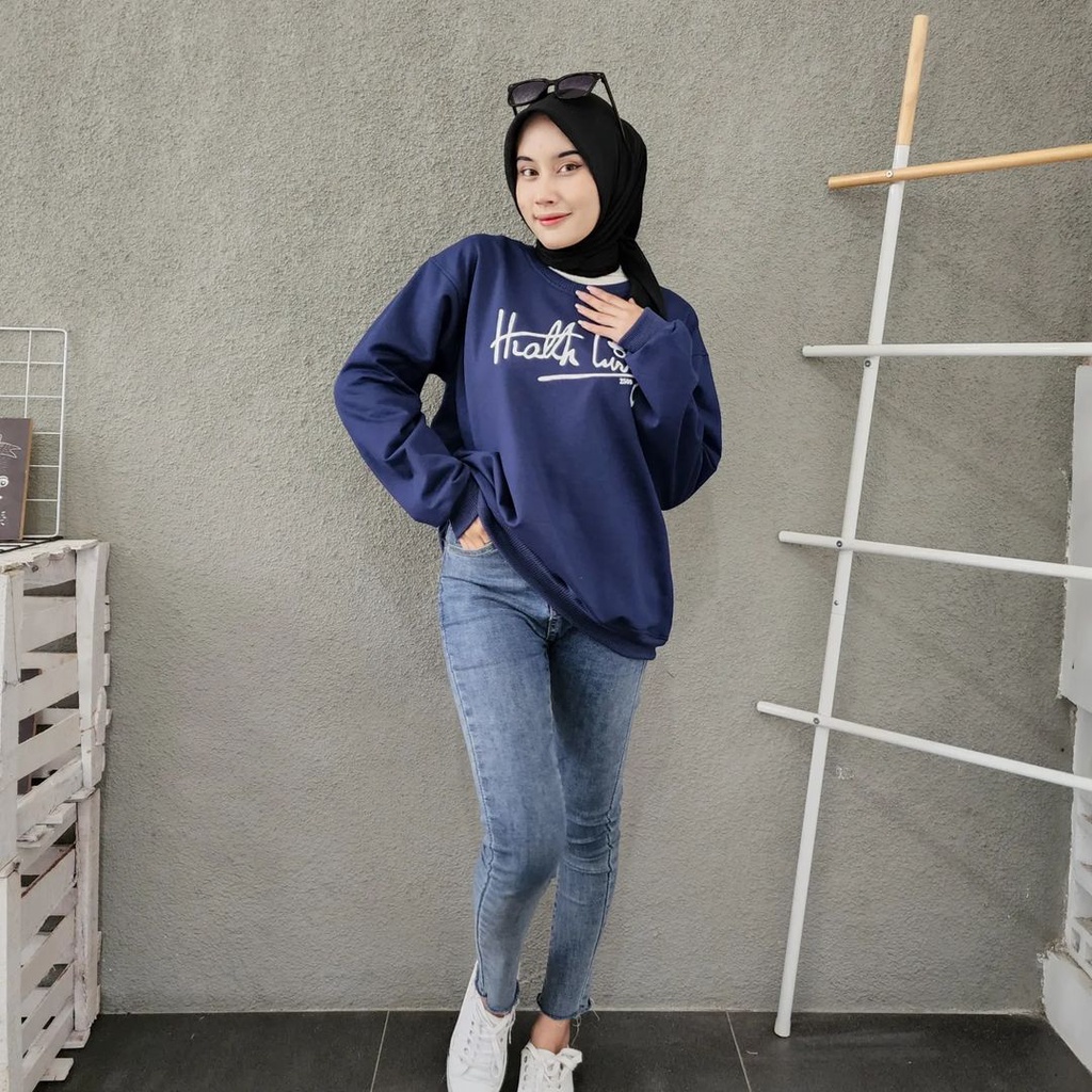 MR KACAMATA Oversize Sweater Crewneck Oblong Bahan Fleece | Unisex Sweater Terbaru Fashion Terkini Korean Style