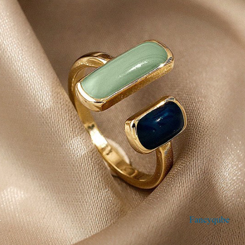 Fancyqube Cincin Model Terbuka Warna Emas Gaya Retro Perancis Korea Untuk Wanita